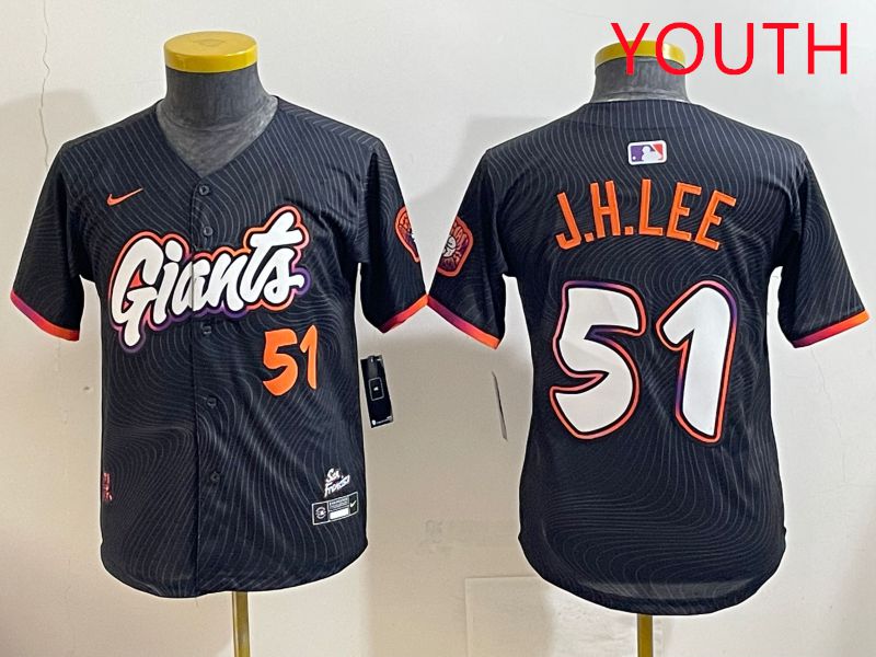 Youth San Francisco Giants #51 J.H.Lee Black Joint Name 2025 Nike MLB Jersey style 6->youth mlb jersey->Youth Jersey